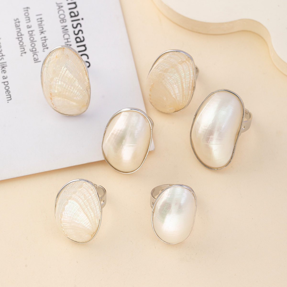 Women Accessories Outlet - 여성용 빈티지 청키 쉘 반지, 우아한