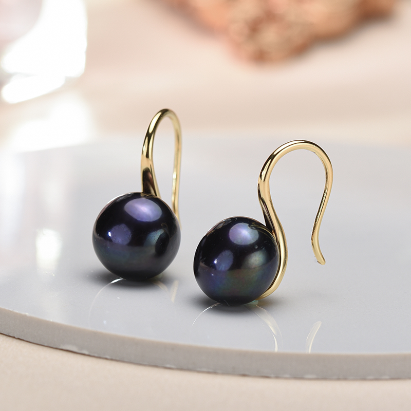 Statement Earrings Oversized - 여자를위한 큰 9-10mm 검은 천연 담수