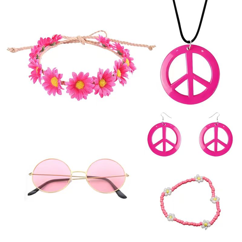 Women'S Accessories In The 60S - PESENAR 히피 의상 액세서리 세트, 보헤미안