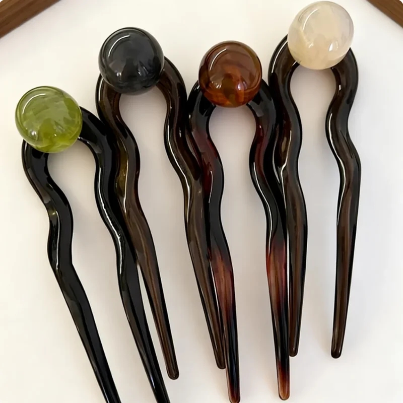 Pearl Hair Pin - 패션 컬러 진주 U자형 헤어 스틱