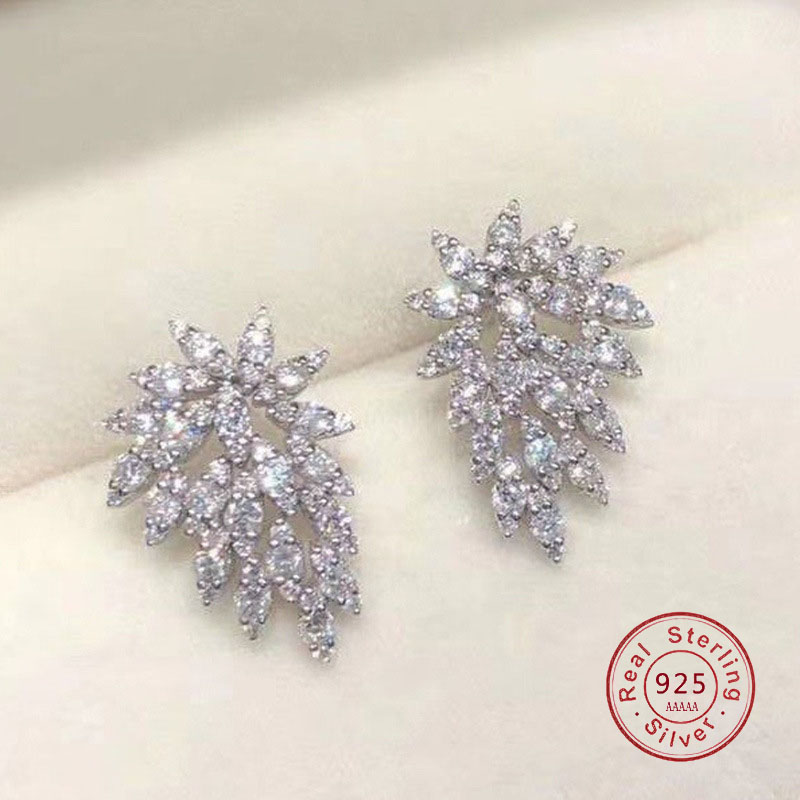 Statement Earrings Oversized - 라인 석 925 스털링 실버 문