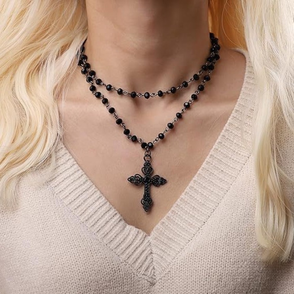 Women'S Vampire Accessories - 참 고딕 블랙 속이 빈 십자가