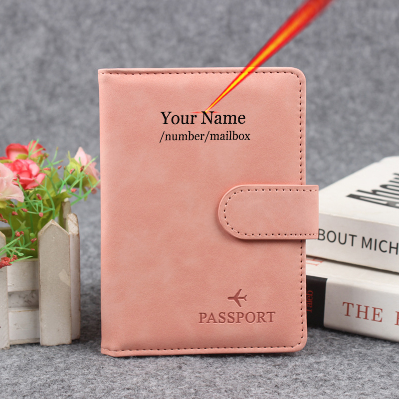 Women'S Accessories Wallet - 마그네틱 버튼 여권 커버 커버에 이름을