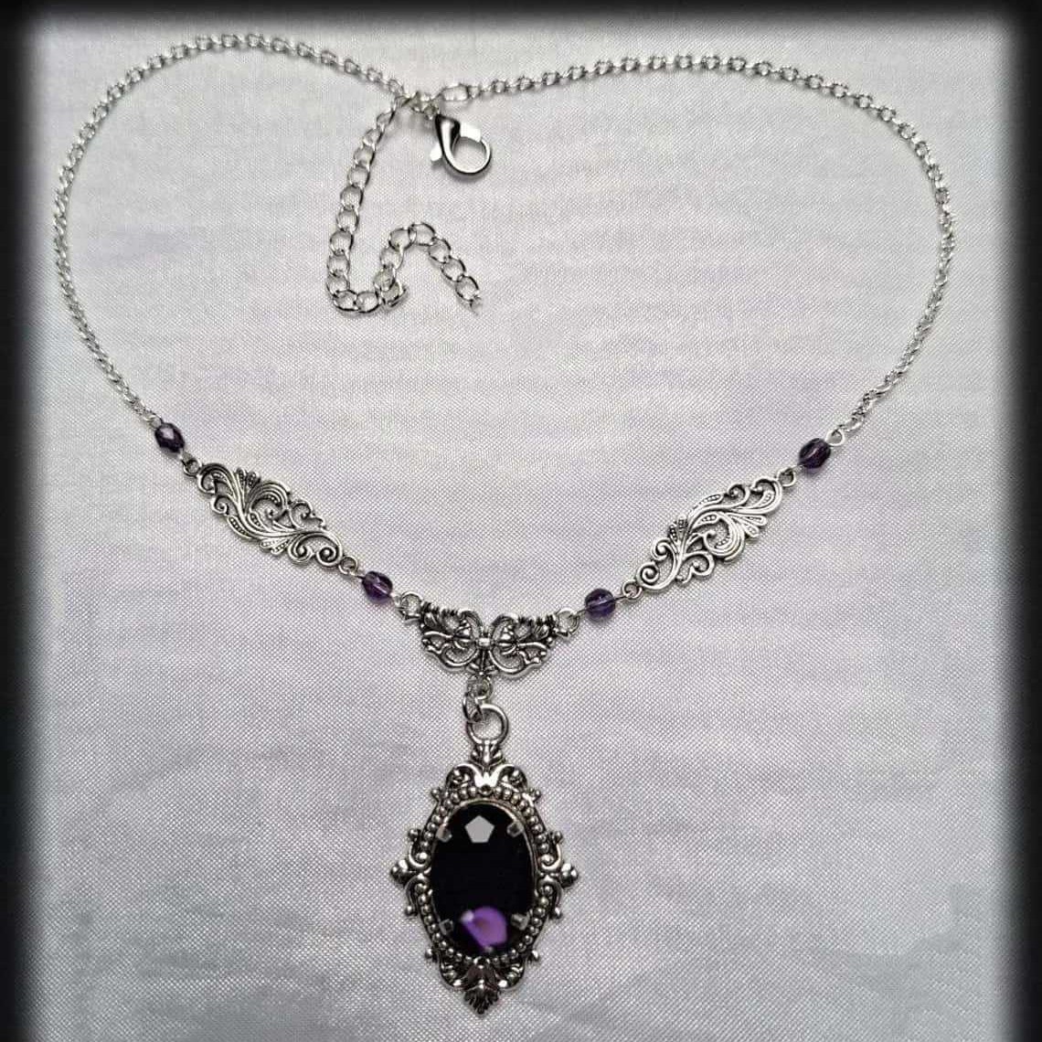 Women'S Vampire Accessories - 보라색 마법의 물방울 목걸이, 고딕 보석,