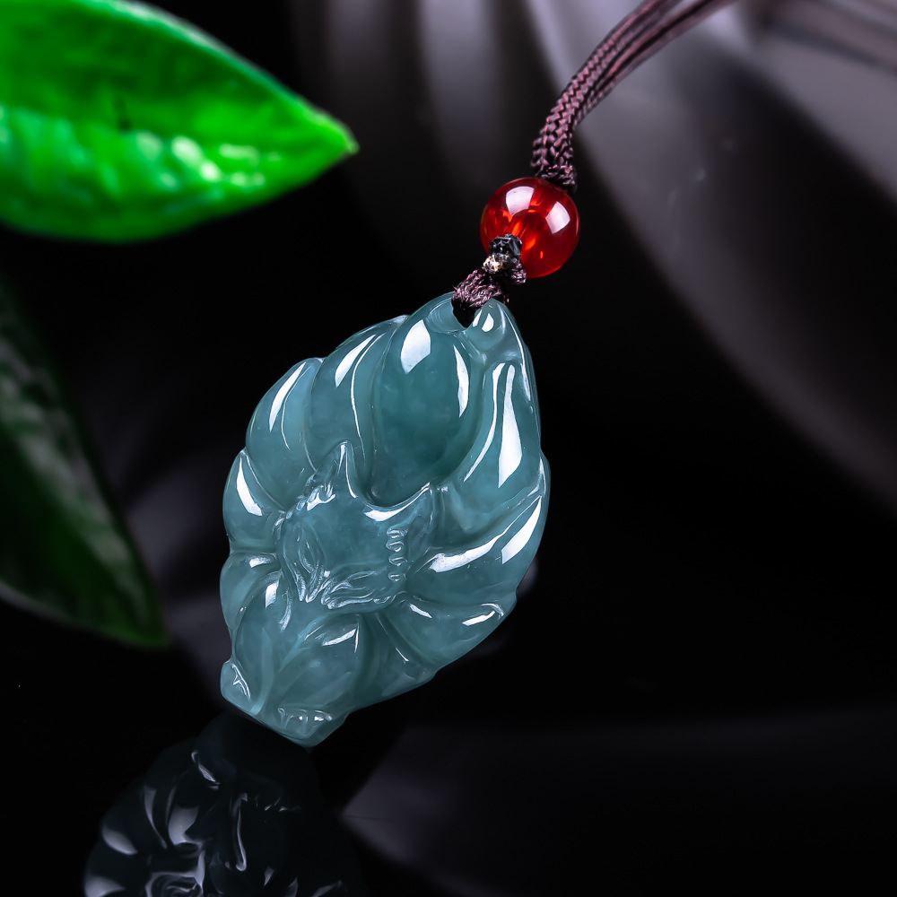 Women'S Accessories Jewelry - 천연 버마산 경옥 여우 펜던트 목걸이