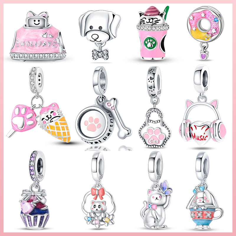 Women Accessories Pandora - 새로운 925 실버 핑크 새끼 고양이
