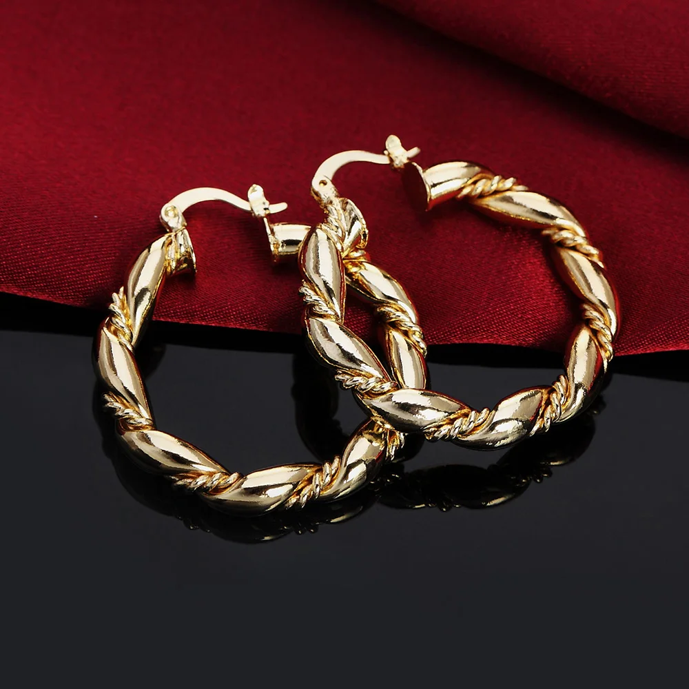 Statement Earrings Oversized - 핫 18K 골드 로프 라운드 빅