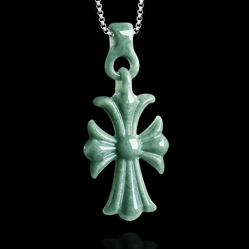 Women'S Accessories Jewelry - 천연 버마산 경옥 십자가 펜던트 목걸이