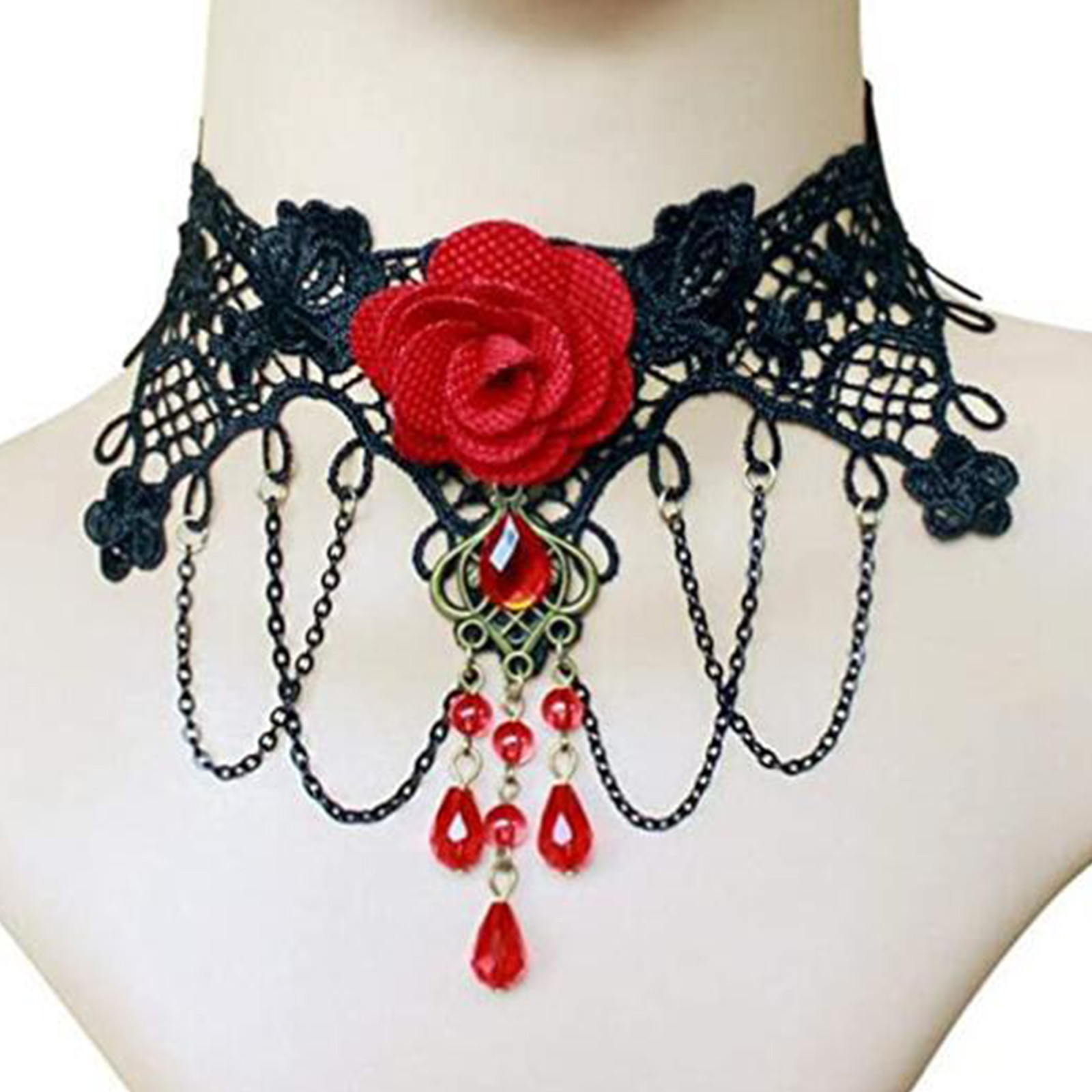 Women Jewelry Accessories For Black Dress - 코트 고딕 블랙 레이스 타이 초커