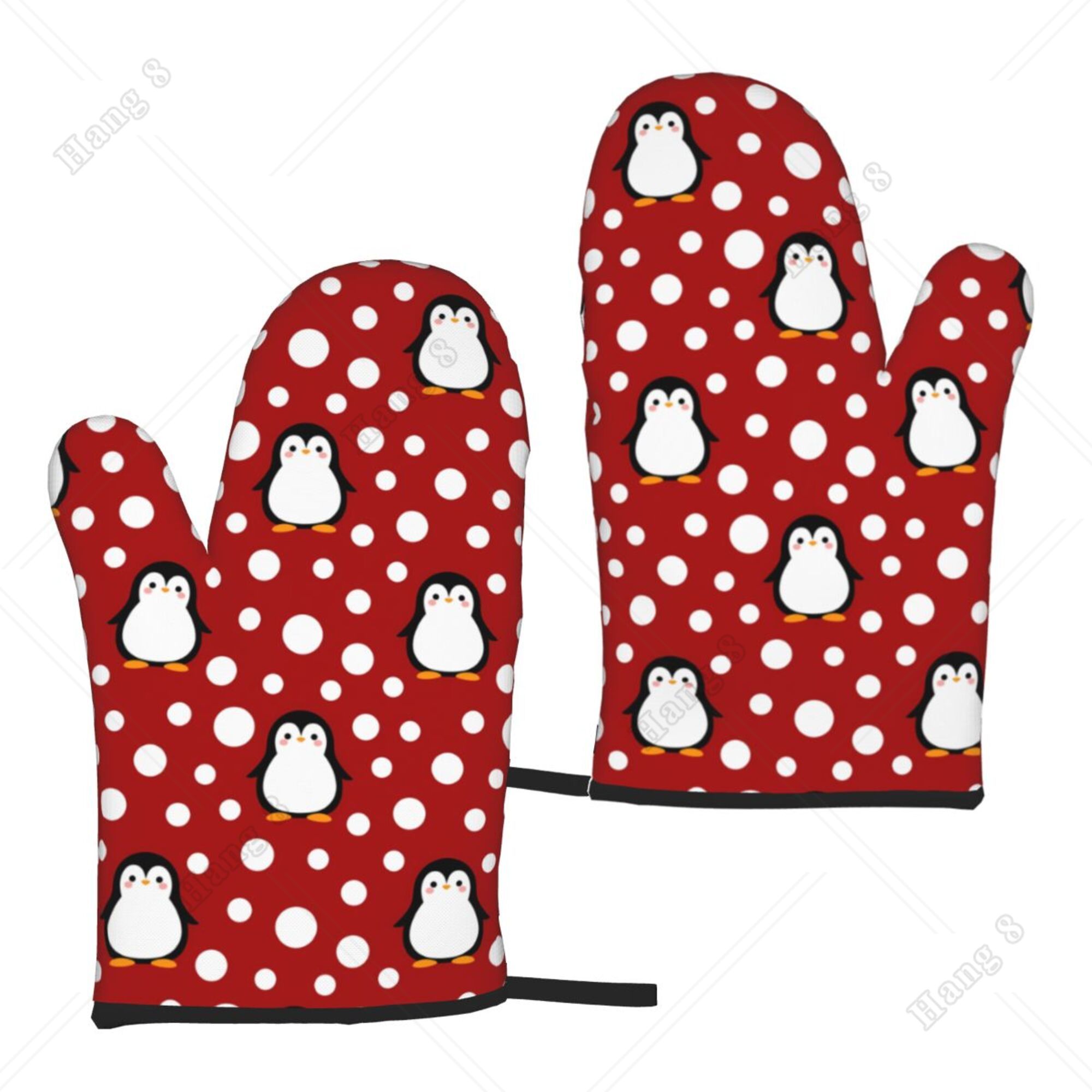 Women Kitchen Accessories - 크리스마스 펭귄 레드 만화 귀여운 오븐