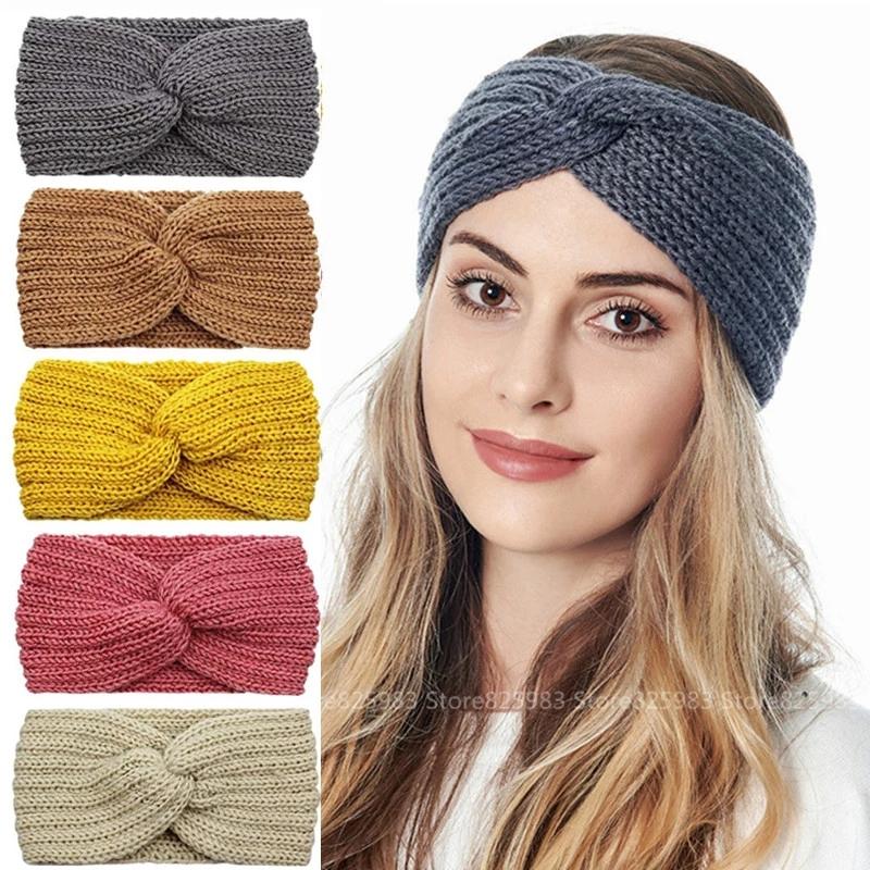 Women'S Winter Accessories Set - 여성을위한 겨울 양모 니트 머리띠 크로