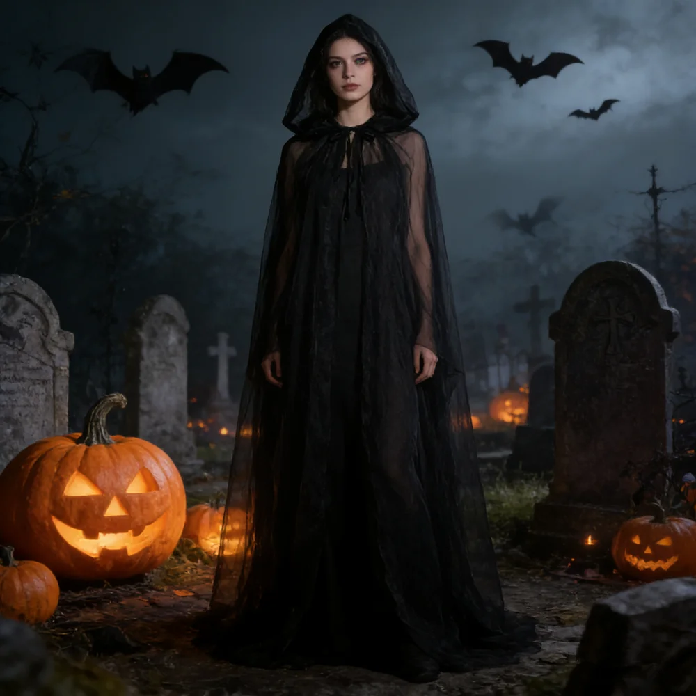 Women'S Vampire Accessories - 블랙 브라이덜 숄 마녀 코스프레 망토