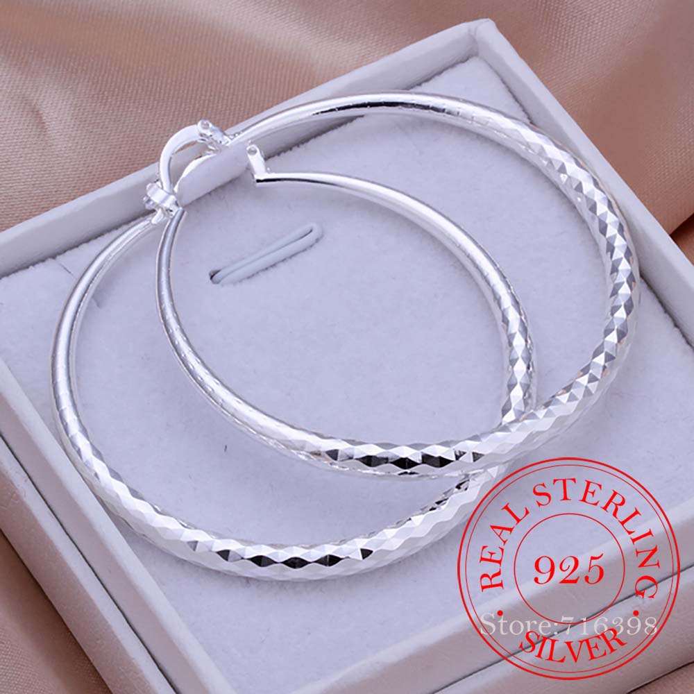 Statement Earrings Oversized - 925 스털링 실버 힙합 라운드 귀걸이