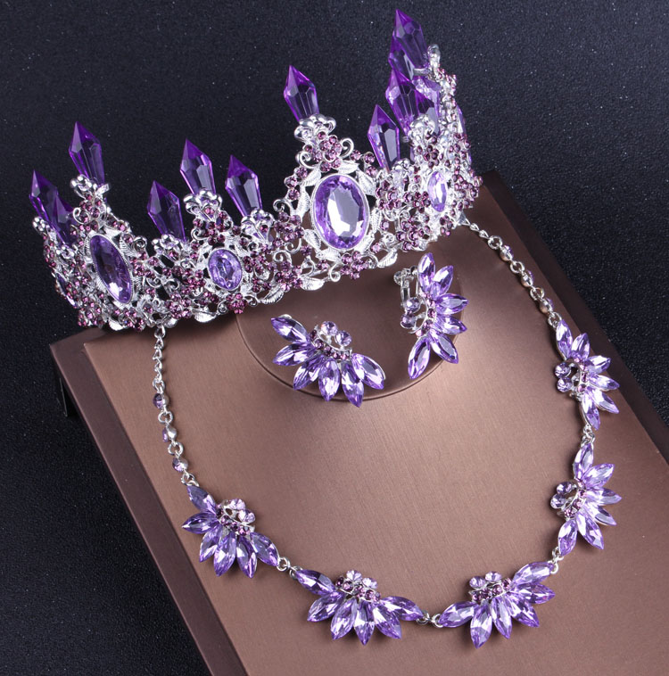 Women Jewelry Accessories For Black Dress - 고귀한 보라색 크리스탈 신부 쥬얼리 세트,