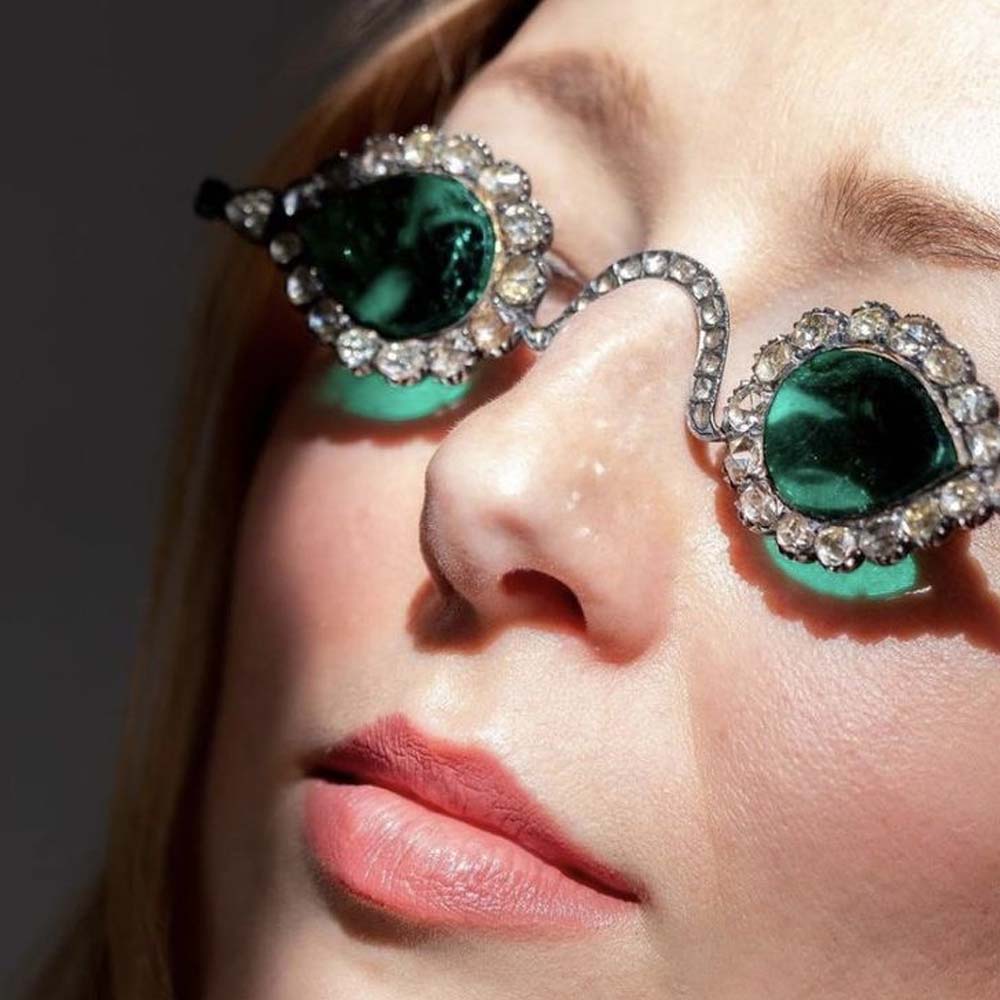 Women Accessories Dropshipping - Stonefans 여성용 녹색 물방울 선글라스 프레임,