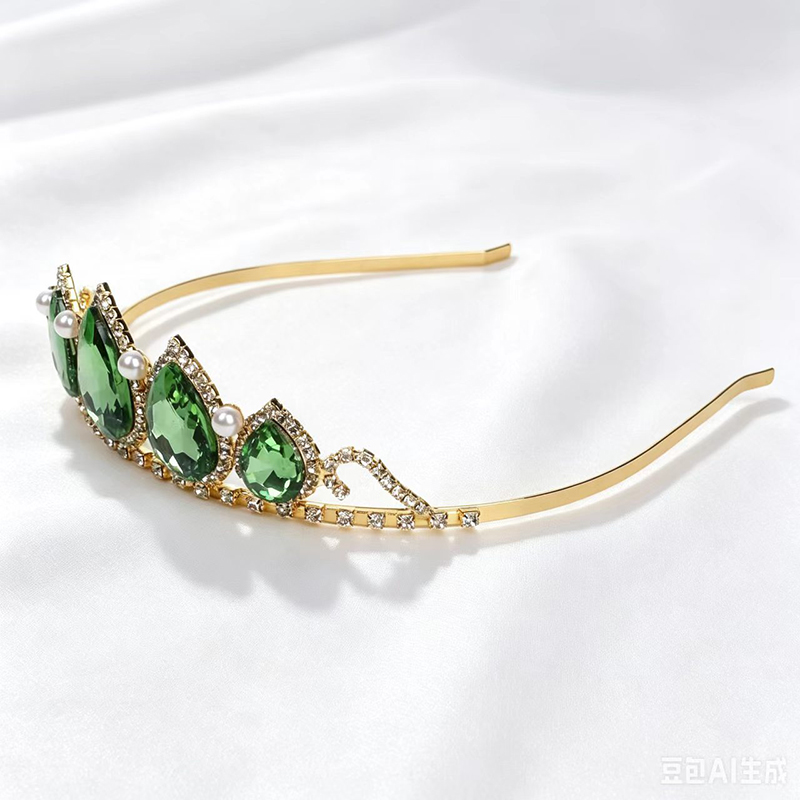 Women'S Accessories Jewelry - 그린 물방울 모양 라인스톤 크리스탈 크라운