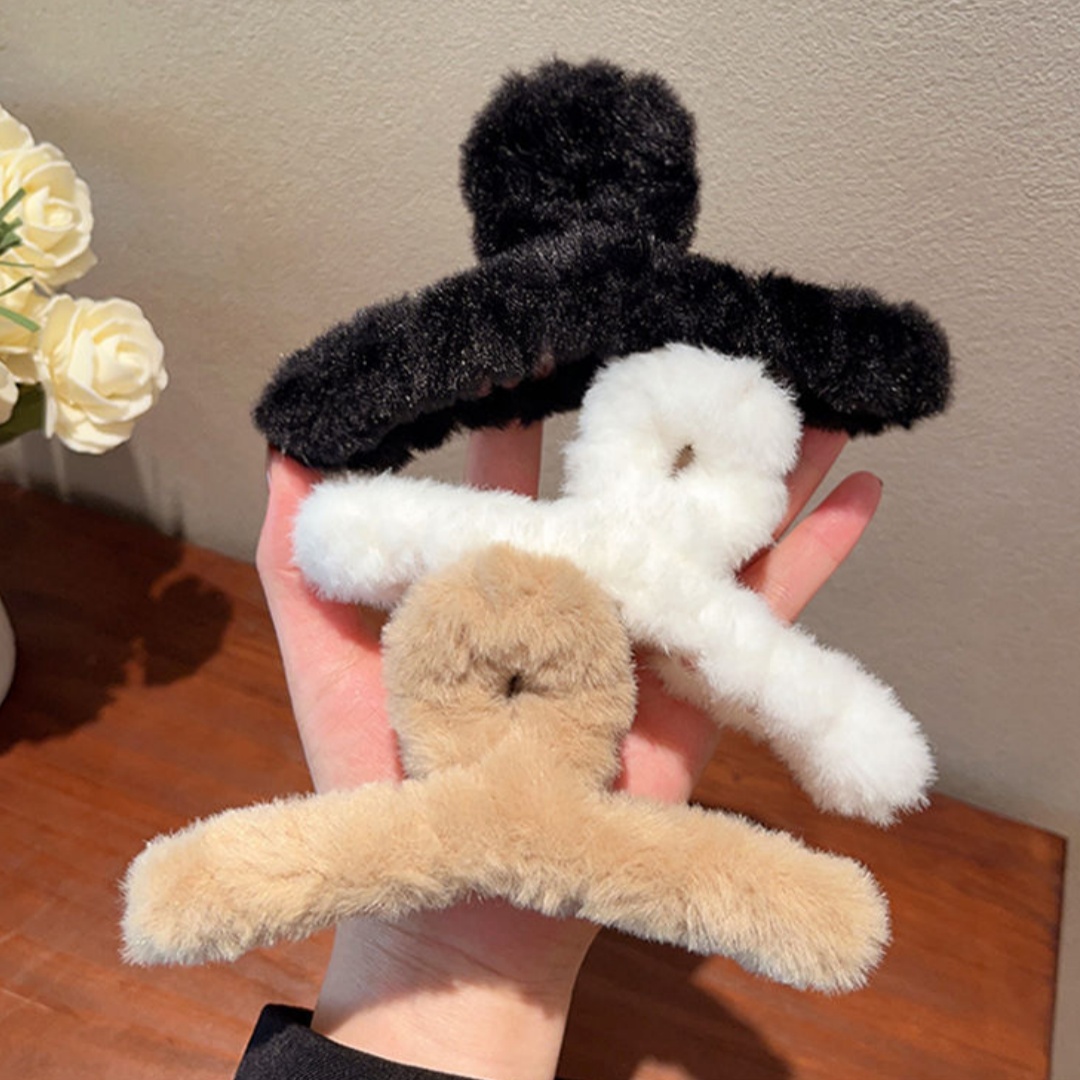 겨울 플러시 머리 발톱 우아한 아크릴 머리핀 가짜 모피 - Women'S Winter Accessories Set 리뷰 및 가격
