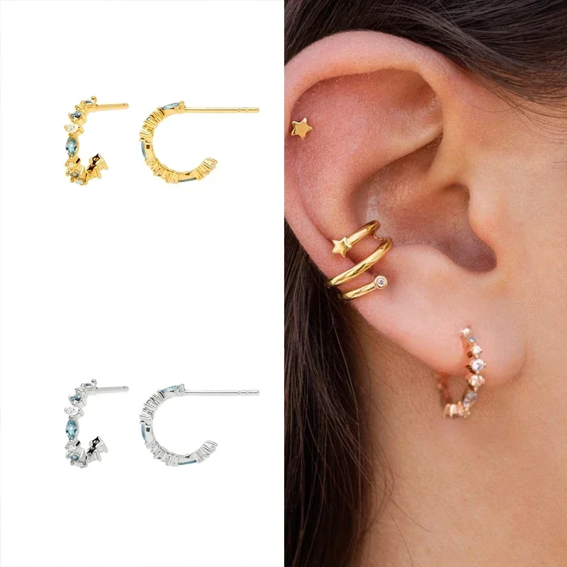 여자 925 스털링 실버 귀 바늘 빅 C 후프 스터드  - Statement Earrings Oversized 리뷰 및 가격