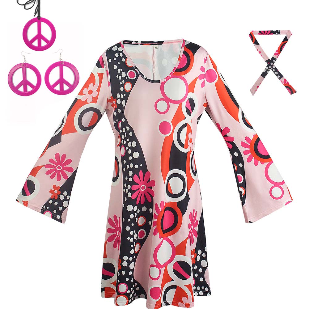 할로윈 레트로 60년대 70년대 디스코 의상 히피 코스 - Women'S Accessories In The 60S 리뷰 및 가격