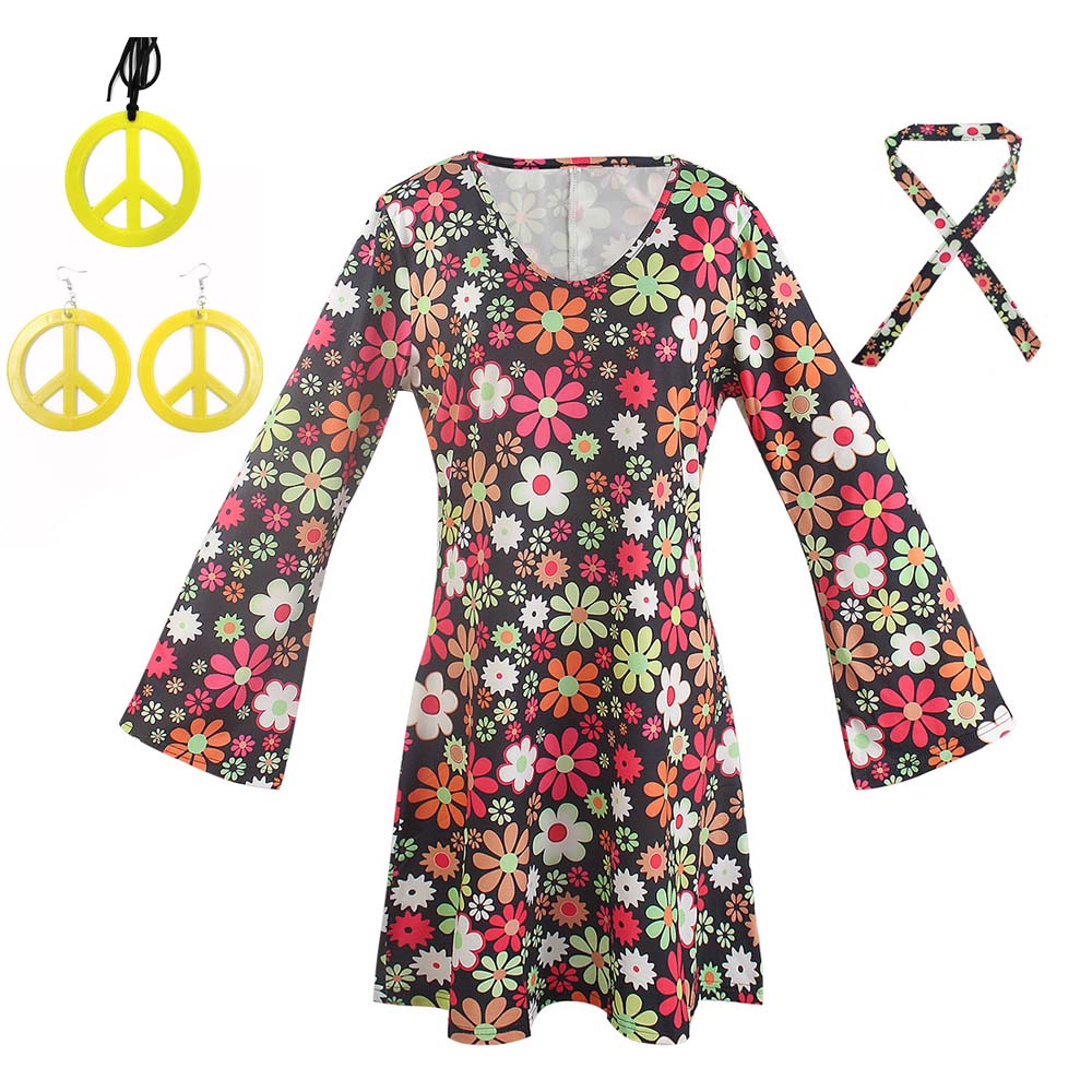 할로윈 레트로 60년대 70년대 디스코 의상 히피 코스 - Women'S Accessories In The 60S 리뷰 및 가격