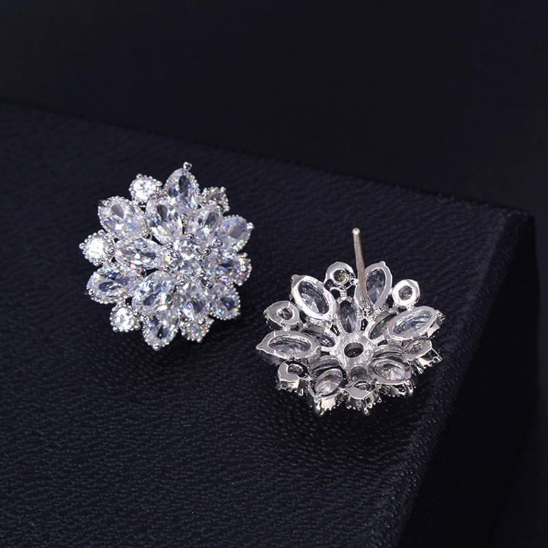 큰 꽃 실험실 다이아몬드 스터드 귀걸이 진짜 925 스 - Statement Earrings Oversized 리뷰 및 가격