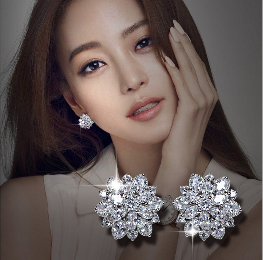 큰 꽃 실험실 다이아몬드 스터드 귀걸이 진짜 925 스 - Statement Earrings Oversized 리뷰 및 가격