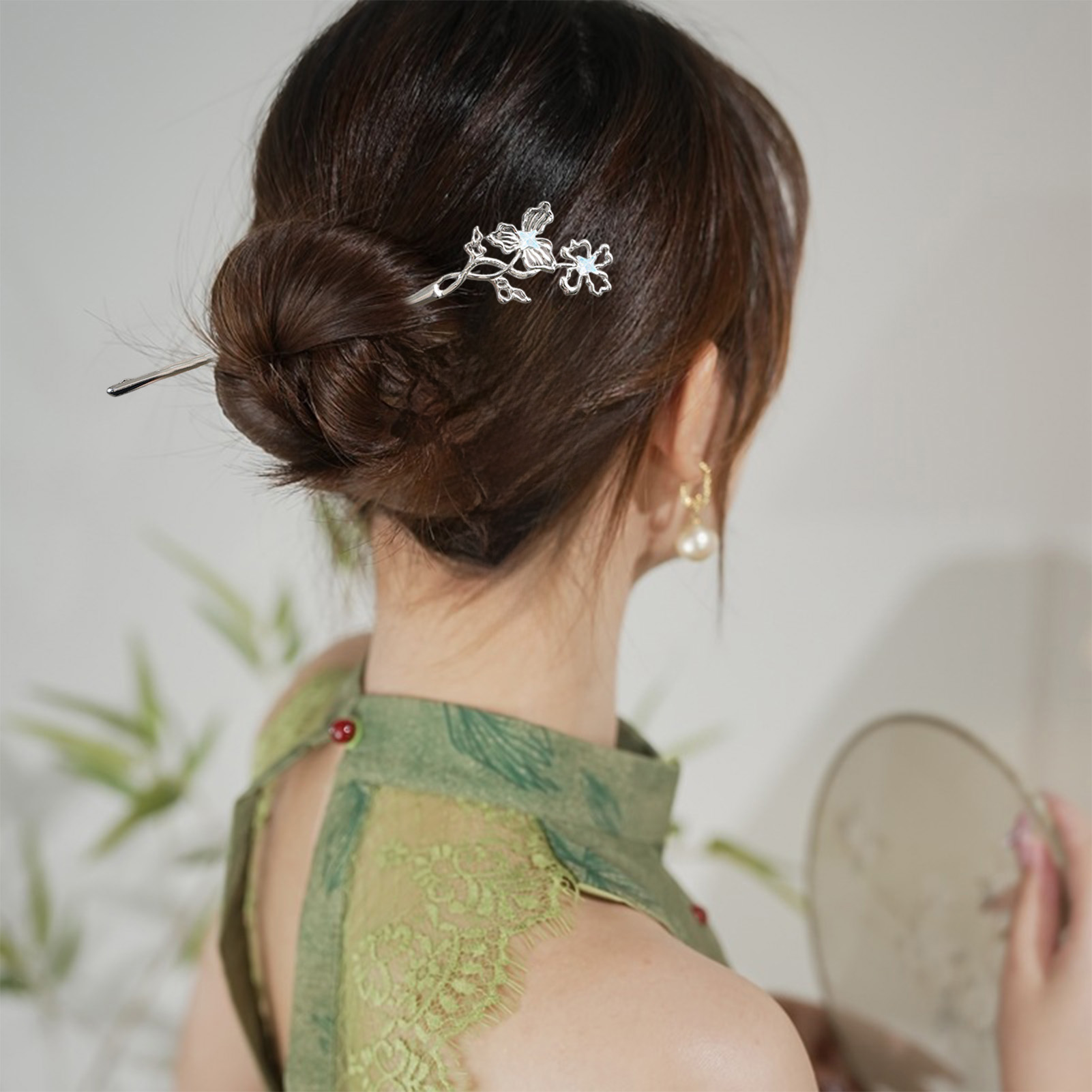 실버 컬러 합금 헤어 스틱 포크 꽃 나비 디자인 새로운 - Pearl Hair Pin 리뷰 및 가격