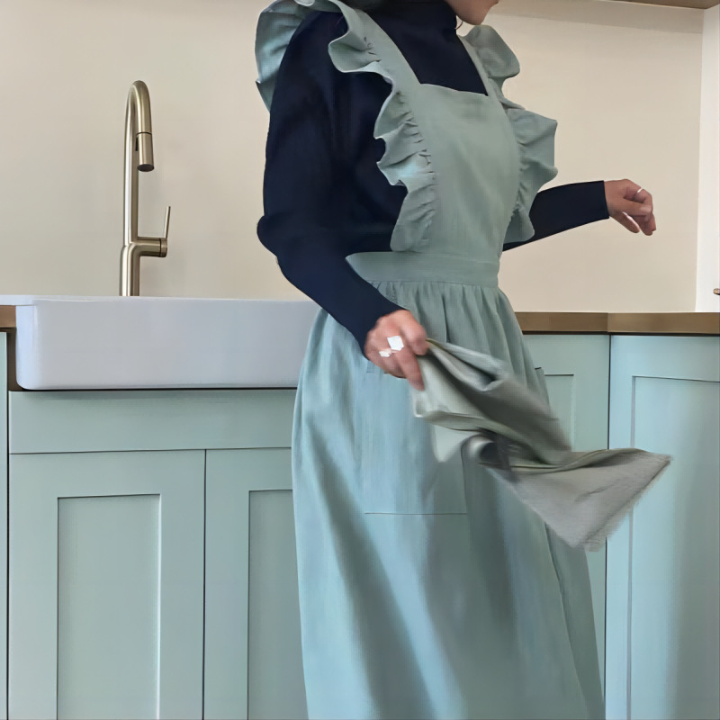 1PC 프랑스 목가적 꽃집 예술적 코튼 린넨 빈티지 앞 - Women Kitchen Accessories 리뷰 및 가격