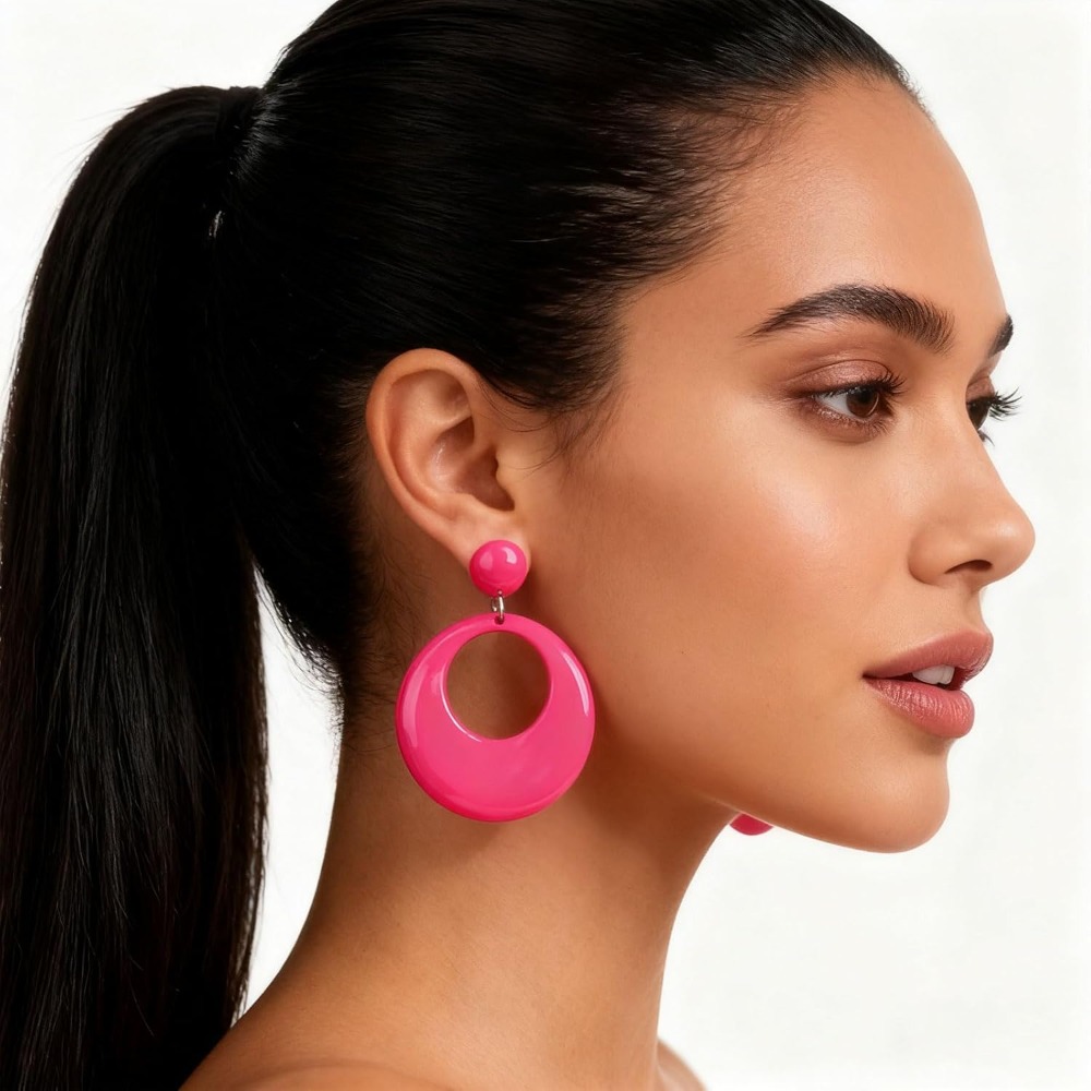 60년대 70년대 여성용 귀걸이 아크릴 레드 핫핑크 화 - Women'S Accessories In The 60S 리뷰 및 가격