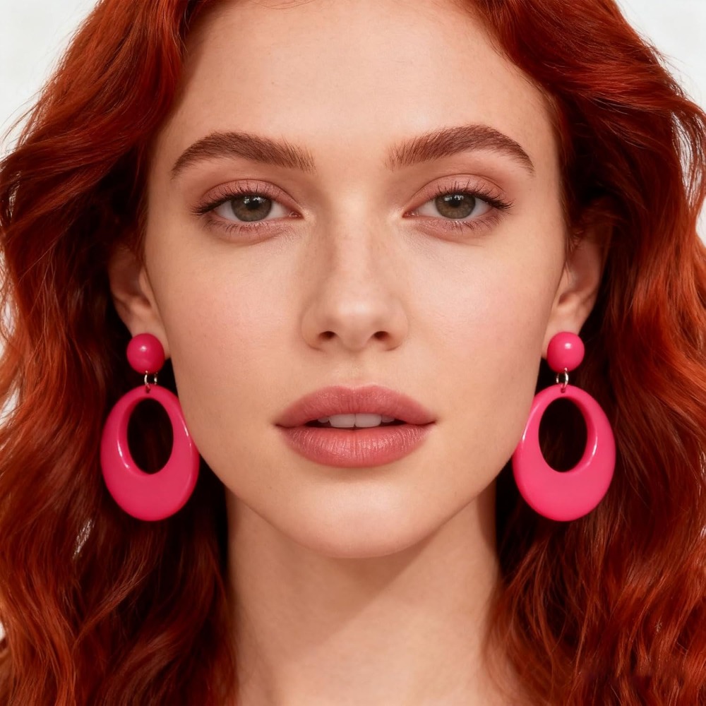 60년대 70년대 여성용 귀걸이 아크릴 레드 핫핑크 화 - Women'S Accessories In The 60S 리뷰 및 가격