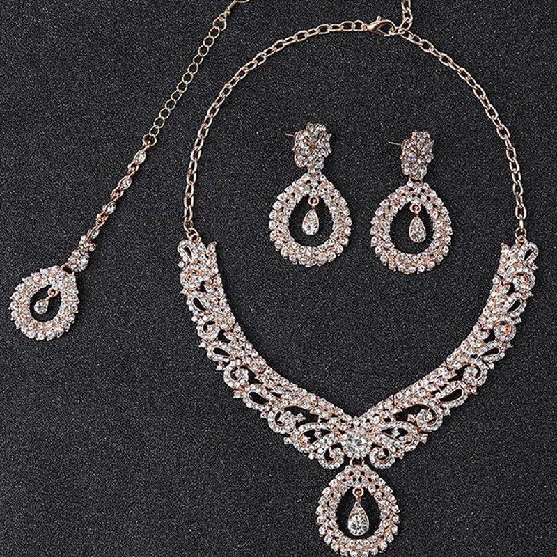 럭셔리 골드 컬러 기하학적 크리스탈 귀걸이 초커 목걸이 - Women Jewelry Accessories For Black Dress 리뷰 및 가격
