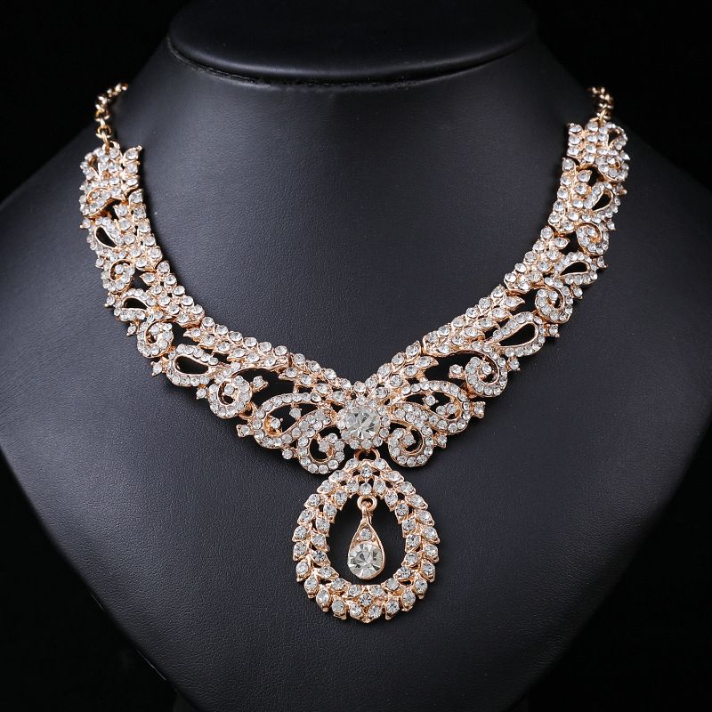 럭셔리 골드 컬러 기하학적 크리스탈 귀걸이 초커 목걸이 - Women Jewelry Accessories For Black Dress 리뷰 및 가격