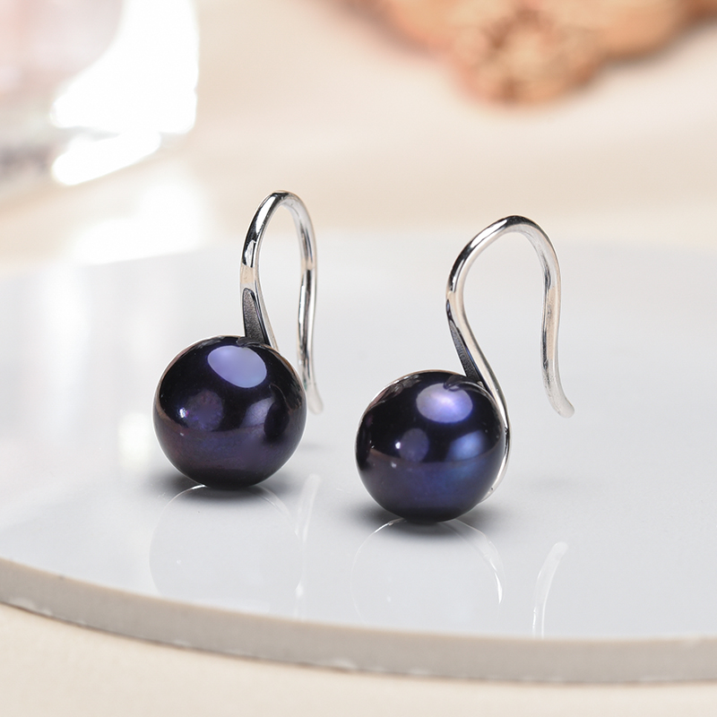 여자를위한 큰 9-10mm 검은 천연 담수 진주 귀걸이 - Statement Earrings Oversized 리뷰 및 가격