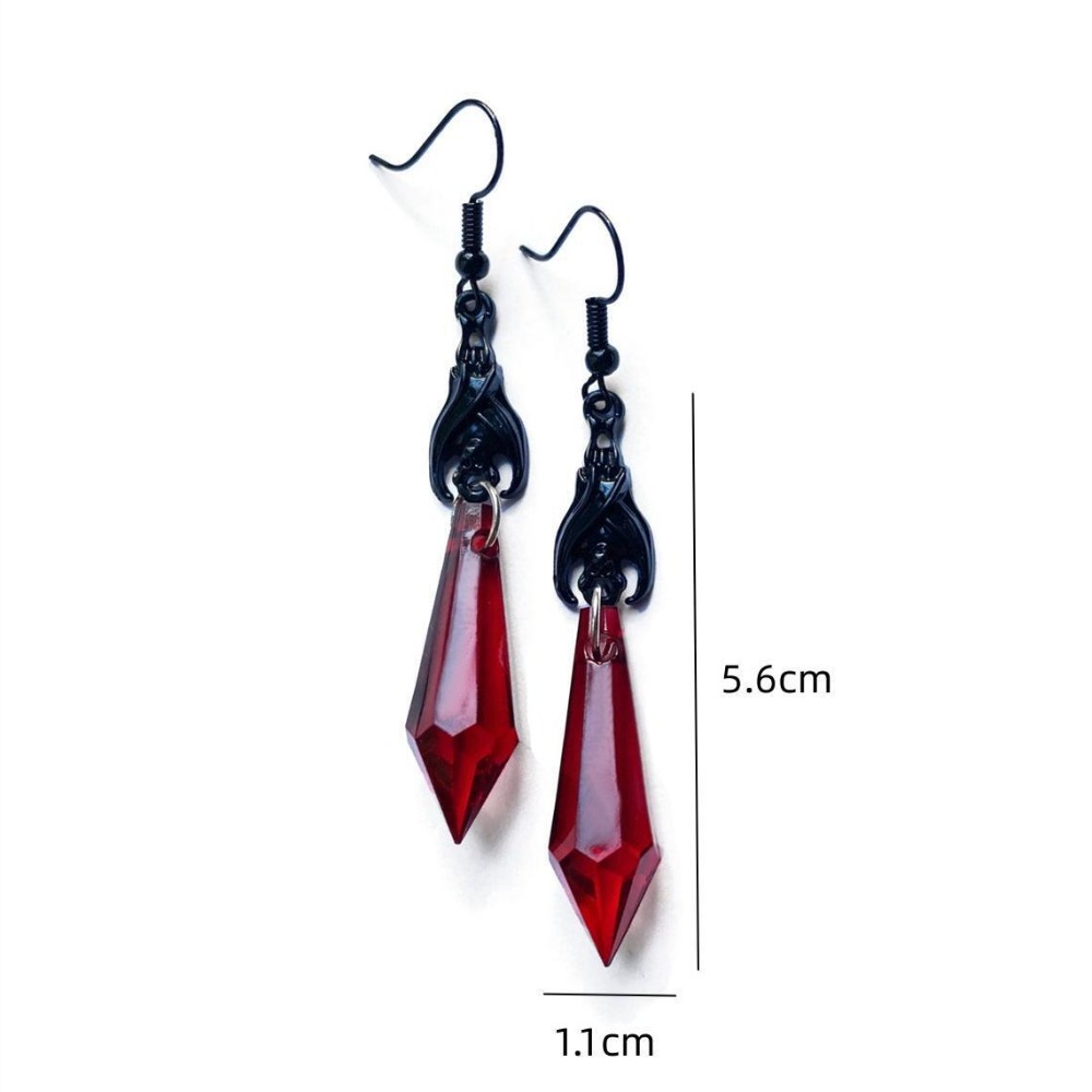참 고딕 블랙 뱀파이어 박쥐 레드 눈물 모양 유리 크리 - Women'S Vampire Accessories 리뷰 및 가격