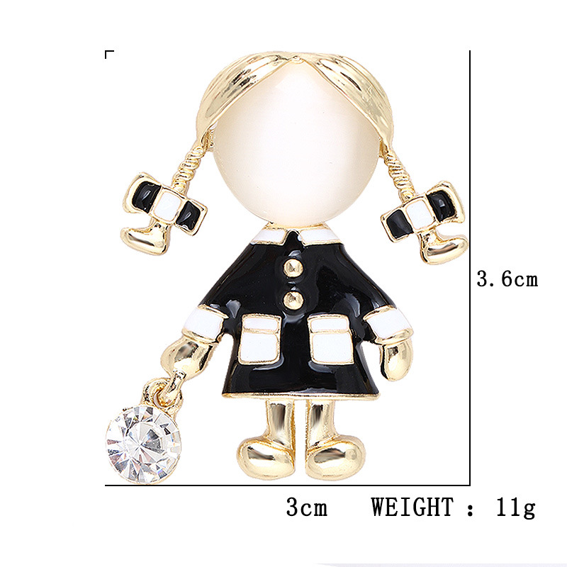 절묘한 귀여운 소녀 블랙 에나멜 브로치 여성용 오팔 드 - Women Jewelry Accessories For Black Dress 리뷰 및 가격