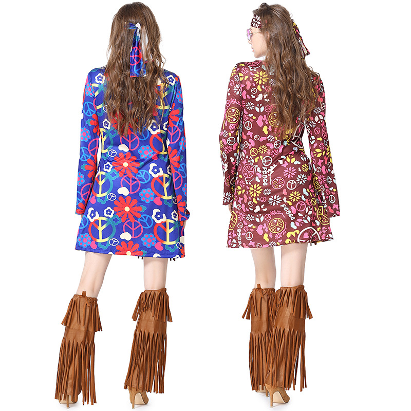 할로윈 디스코 드레스 70년대 60년대 히피 코스프레  - Women'S Accessories In The 60S 리뷰 및 가격