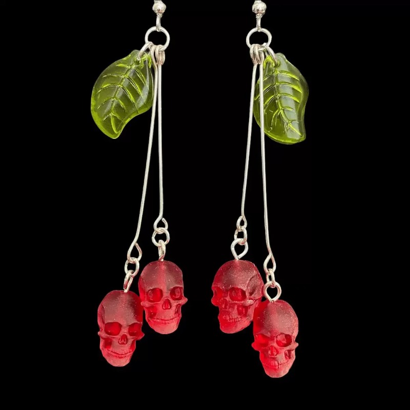 여성을 위한 고딕 해골 체리 귀걸이 패션 이교도 마녀  - Women'S Vampire Accessories 리뷰 및 가격