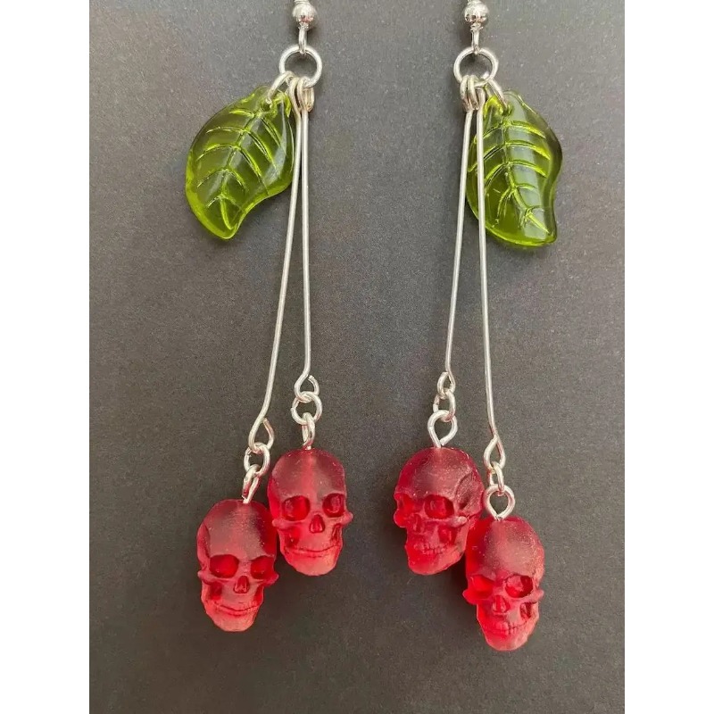 여성을 위한 고딕 해골 체리 귀걸이 패션 이교도 마녀  - Women'S Vampire Accessories 리뷰 및 가격