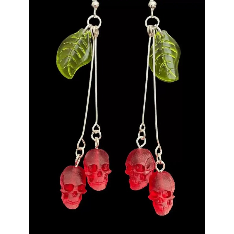 여성을 위한 고딕 해골 체리 귀걸이 패션 이교도 마녀  - Women'S Vampire Accessories 리뷰 및 가격