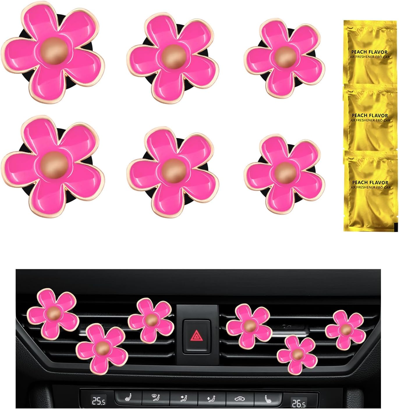 6개 데이지 꽃 자동차 에어벤트 클립, 귀여운 꽃 모양 - Women Accessories Outlet 리뷰 및 가격