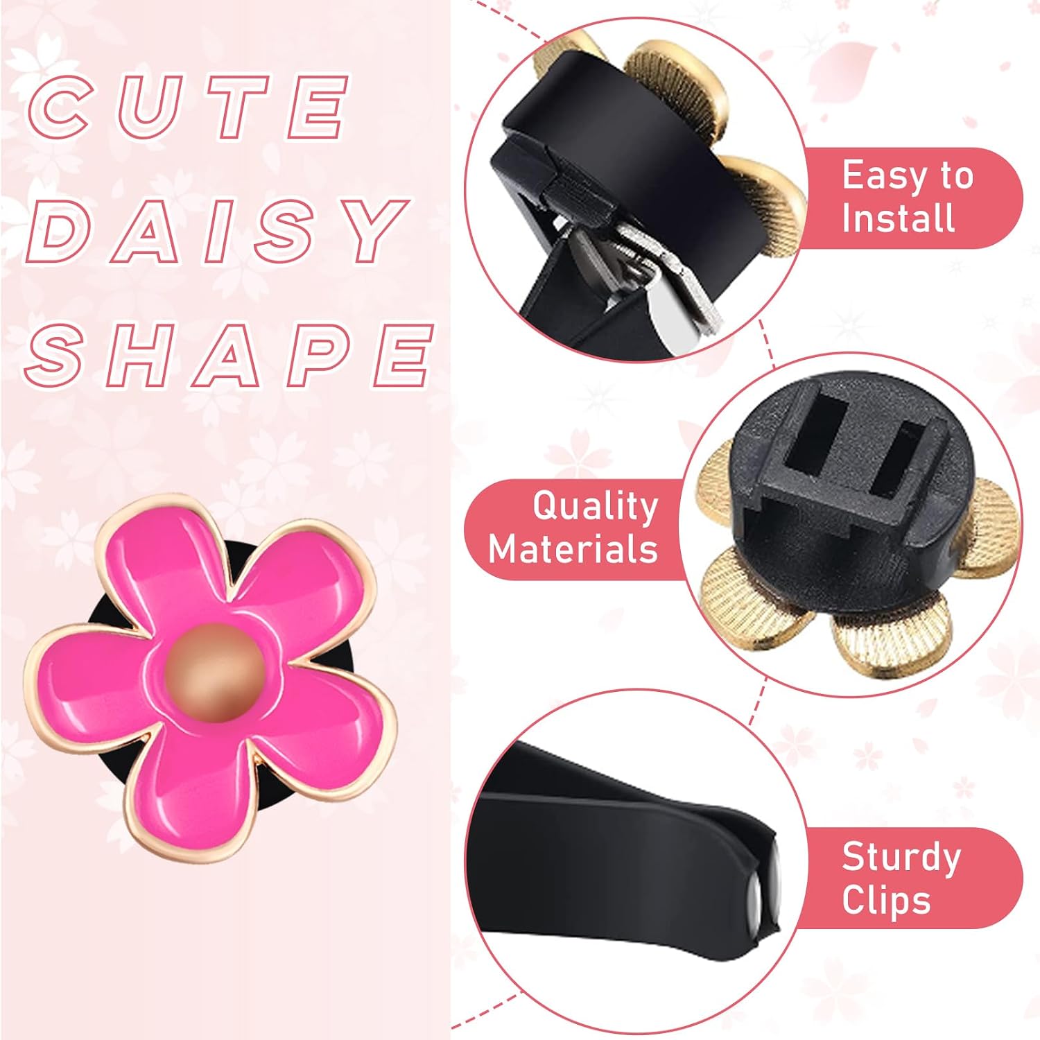 6개 데이지 꽃 자동차 에어벤트 클립, 귀여운 꽃 모양 - Women Accessories Outlet 리뷰 및 가격
