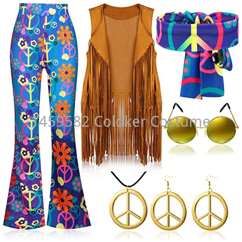 히피 의상 여성 평화 사랑 소녀 파티 60년대 70년대 - Women'S Accessories In The 60S 리뷰 및 가격
