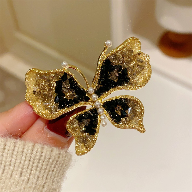 여성을위한 검은 나비 브로치 골드 컬러 패션 쥬얼리 코 - Women Jewelry Accessories For Black Dress 리뷰 및 가격