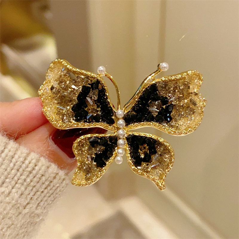 여성을위한 검은 나비 브로치 골드 컬러 패션 쥬얼리 코 - Women Jewelry Accessories For Black Dress 리뷰 및 가격