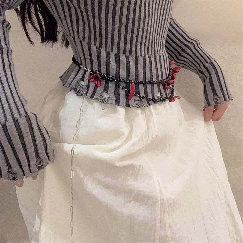 빈티지 레드 플라워 허리 체인 여성용 고스 블랙 비즈  - Women Jewelry Accessories For Black Dress 리뷰 및 가격