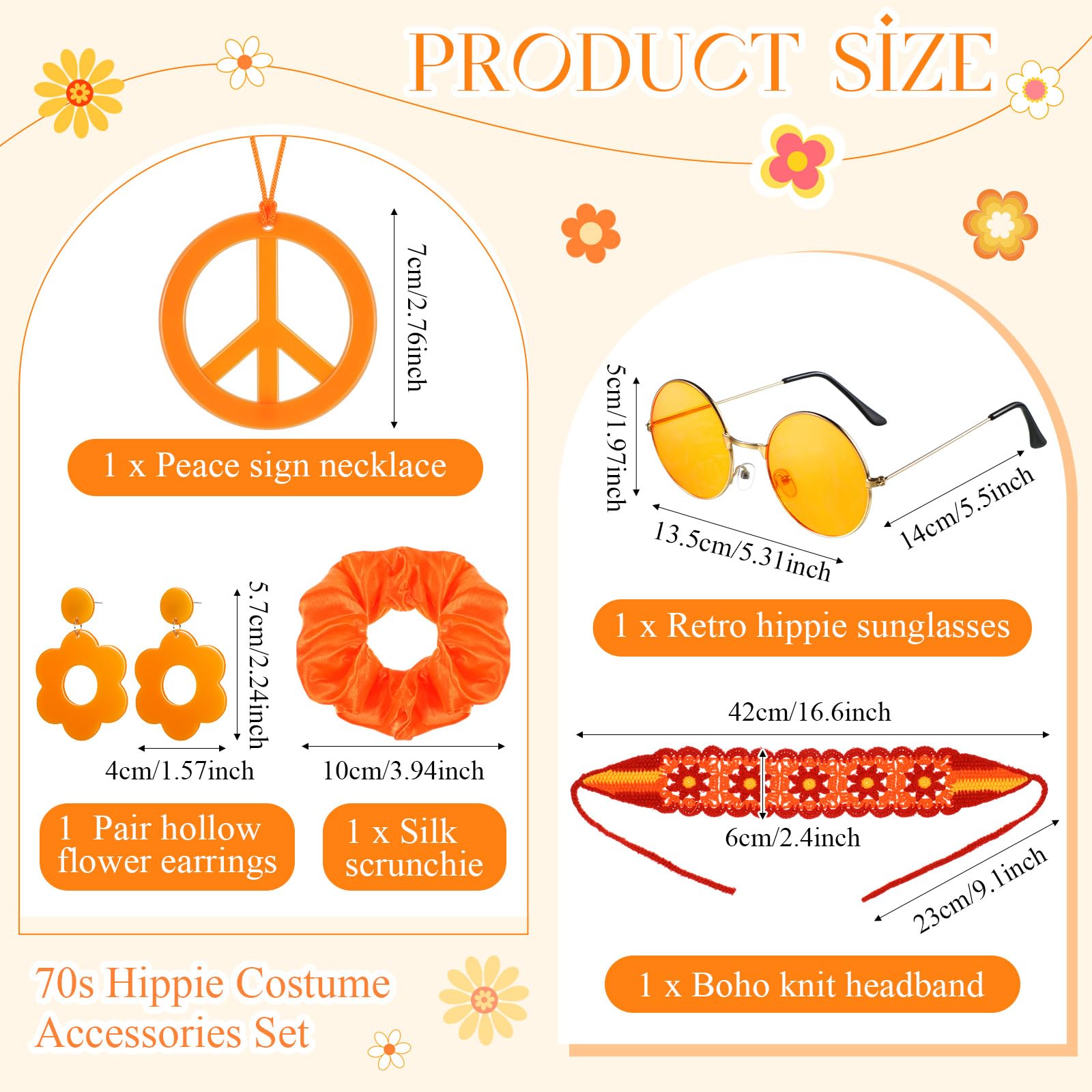 5 Pcs 60s 70s 여성용 히피 액세서리 꽃 니트 - Women'S Accessories In The 60S 리뷰 및 가격