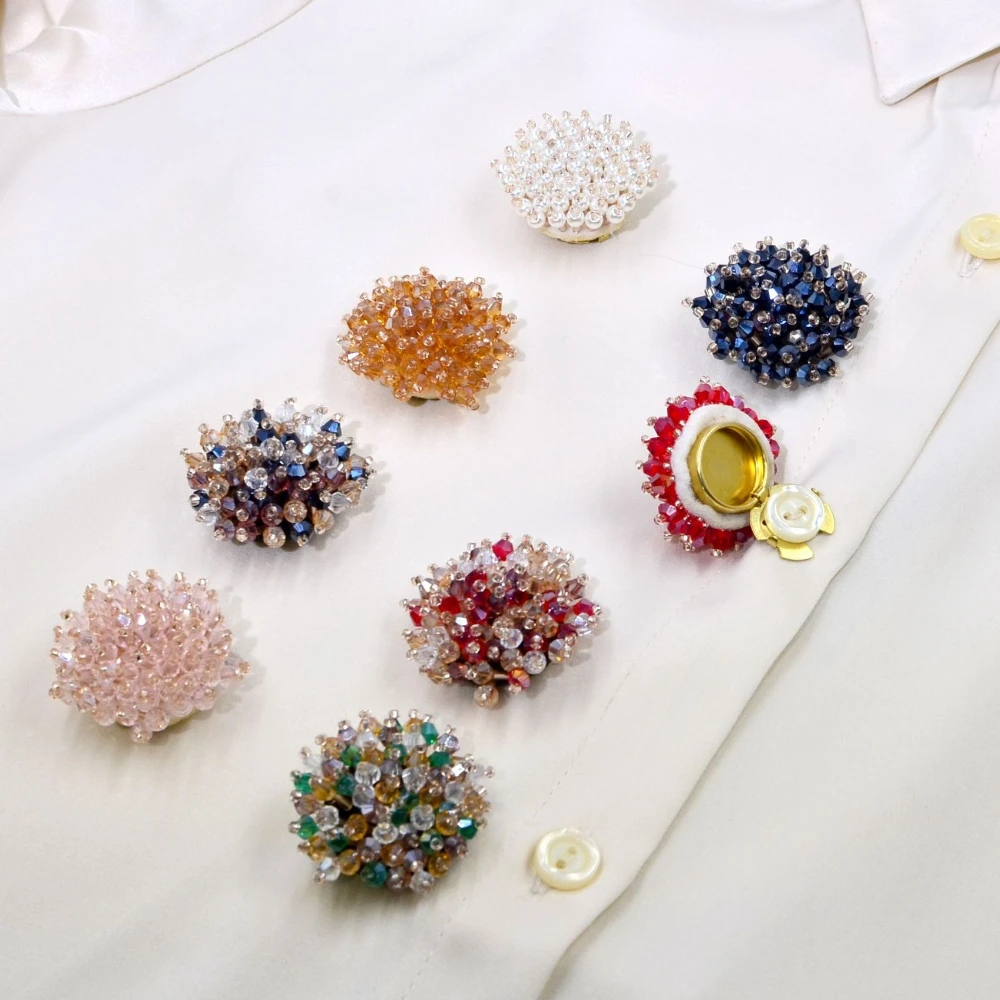 2PCS 우아한 버튼 커버 수제 비즈 크리스탈 커프링크 - Women'S Accessories Jewelry 리뷰 및 가격