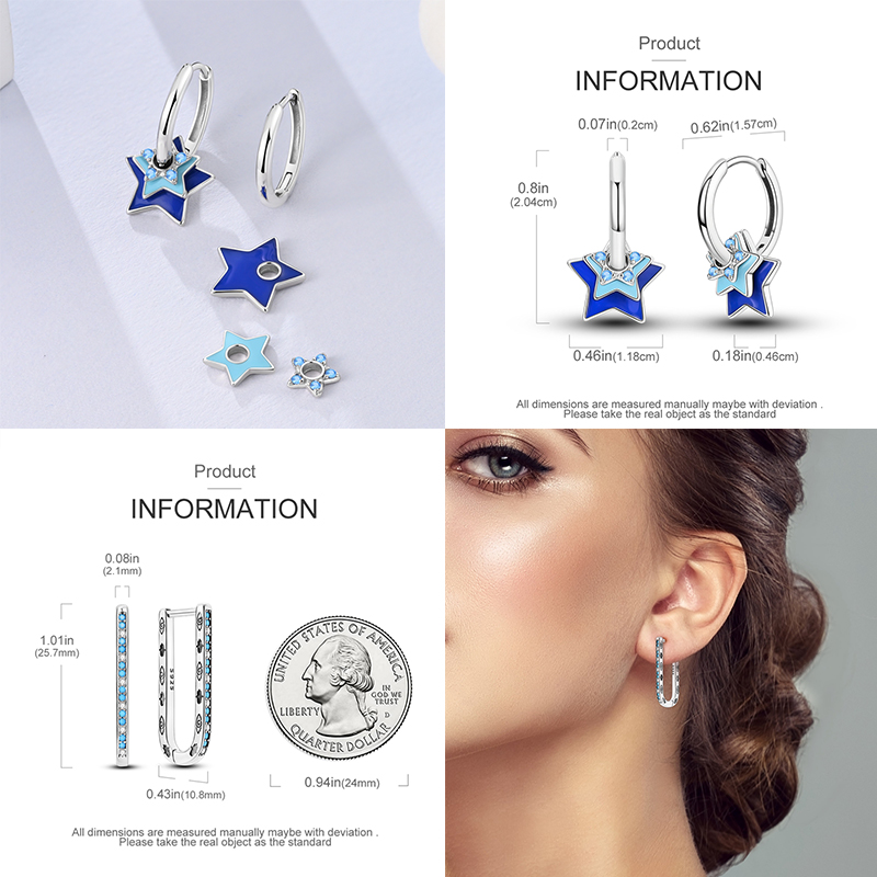 블루 스타 시리즈 후프 귀걸이, 오리지널 925 스털링 - Statement Earrings Oversized 리뷰 및 가격