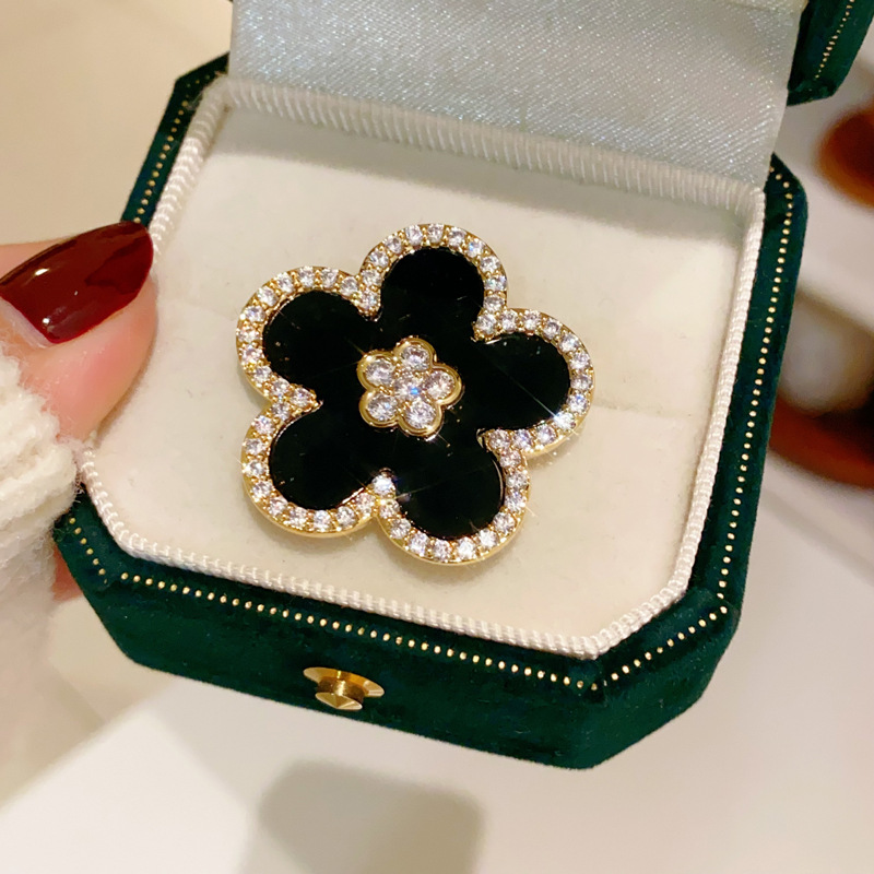 여성을위한 검은 꽃 브로치 골드 도금 파티 쥬얼리 Bi - Women Jewelry Accessories For Black Dress 리뷰 및 가격