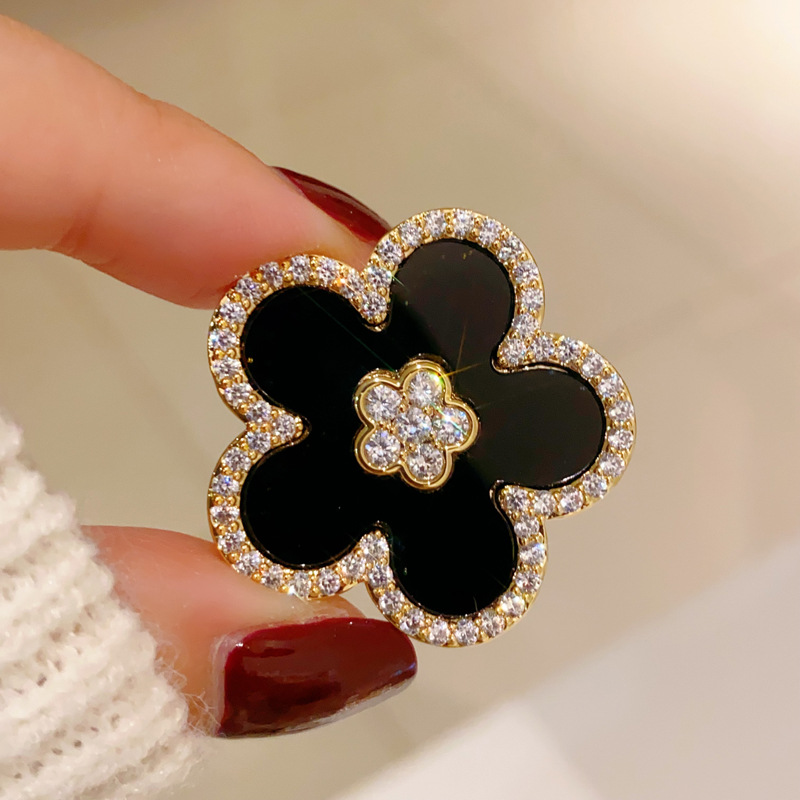 여성을위한 검은 꽃 브로치 골드 도금 파티 쥬얼리 Bi - Women Jewelry Accessories For Black Dress 리뷰 및 가격